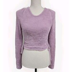 For Love & Lemons -Purple Fuzzy Cropped Sweater